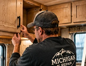 Illustrative custom RV cabinetry and woodworking