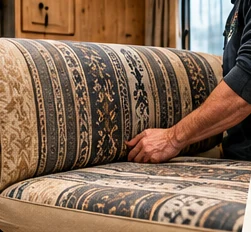 Illustrative RV dinette seating and upholstery restoration